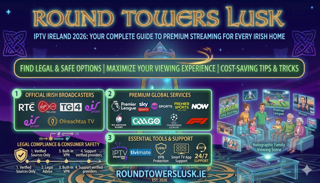 IPTV Ireland 2026 - premium streaming service with 22,000+ channels in 4K UHD