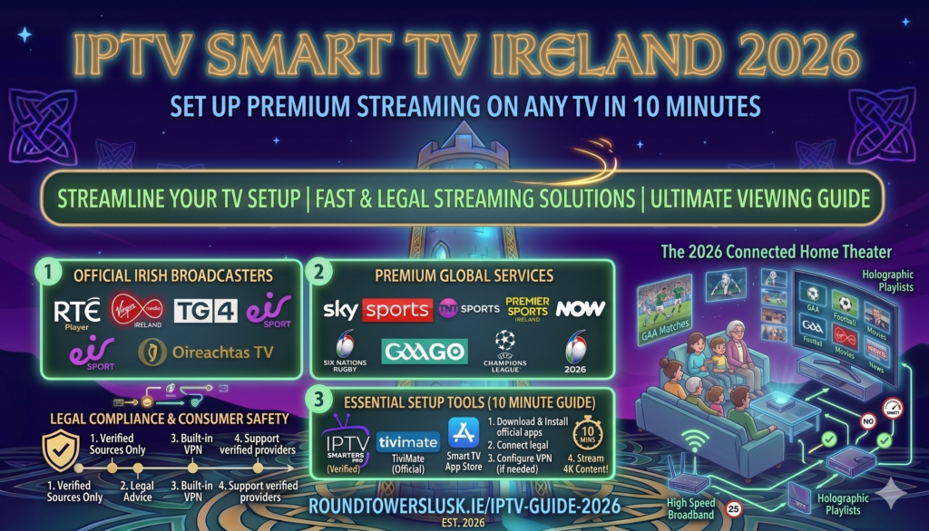 IPTV Smart TV Ireland 2026 - setup guide for Samsung, LG, Sony, Hisense