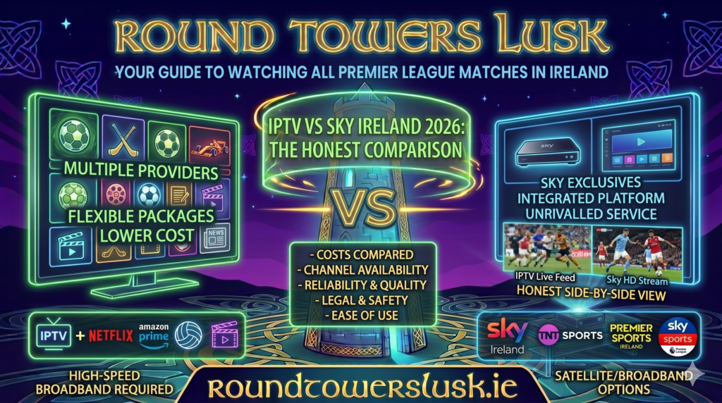 IPTV vs Sky Ireland 2026 - complete comparison of price channels and quality