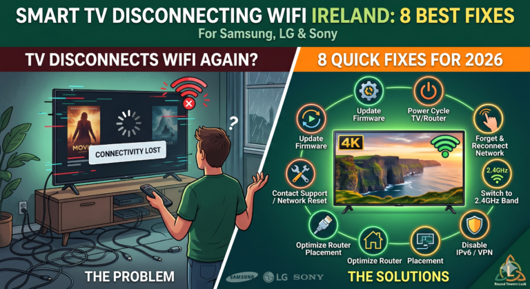 Smart TV keeps disconnecting wifi Ireland - troubleshooting guide for Samsung LG Sony