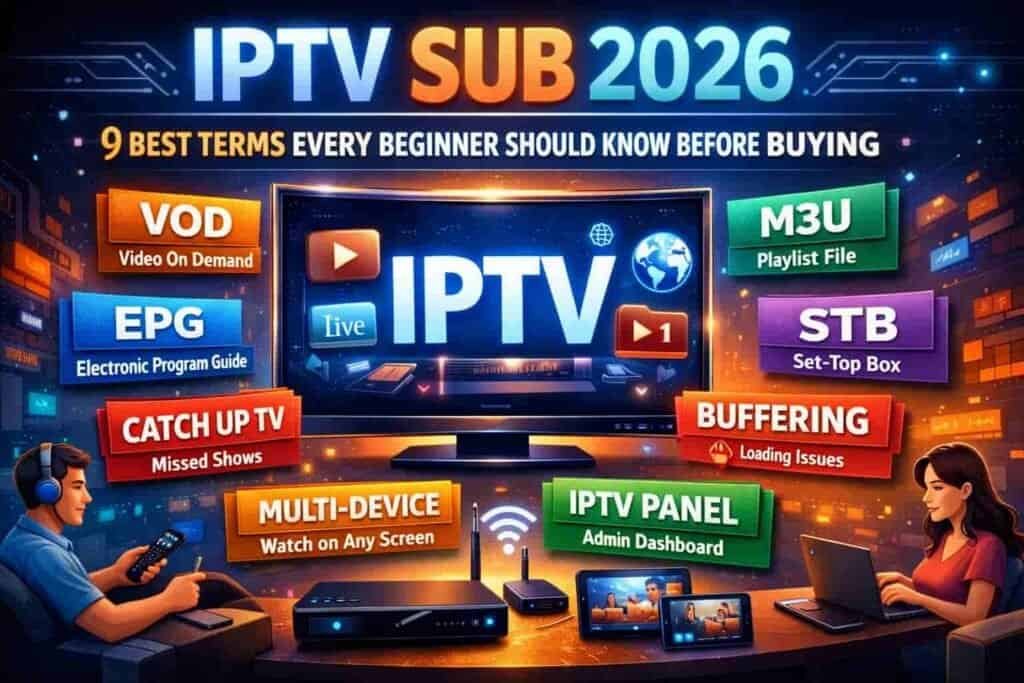 IPTV sub terms explained 2026 - beginner glossary of streaming jargon